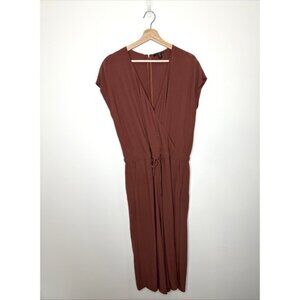 Eileen Fisher Jumpsuit Romper Medium V Neck Drawstring Crop Wide Leg Lagenlook M